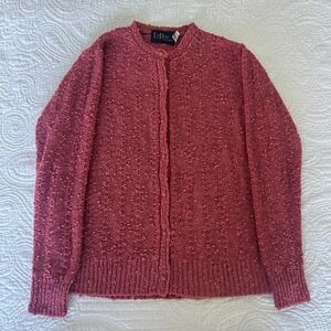 Vintage LeRoy Knitwear Textured Button-Front Cardigan Rosy Mauve XL